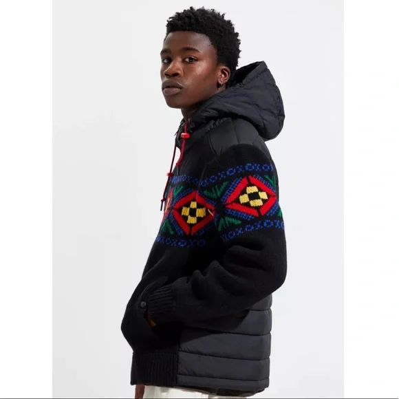 NWT Polo Ralph Lauren Hybrid Hooded Sweater in Holiday Multicolor - Picture 4 of 14